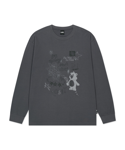 LMCの「DOODLE BEAR COLLAGE LONG SLV TEE charcoal(Tシャツ/カットソー・レディース・その他・LARGE/MEDIUM/X-LARGE/SMALL)」の1枚目の写真