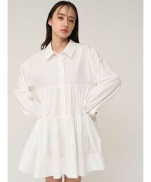 SNIDEL | ボリュームティアードミニシャツワンピース(ワンピース)