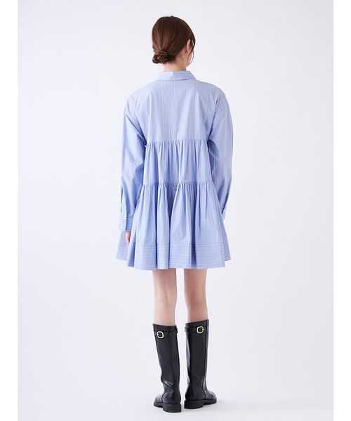 SNIDEL（スナイデル）の「ボリュームティアードミニシャツワンピース（ワンピース・レディース・ブルー/ホワイト/レッド・F）」の6枚目の写真