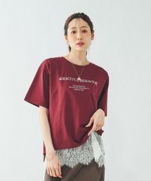 レディースのTシャツ/カットソー（レッド/赤色系）ファッション通販