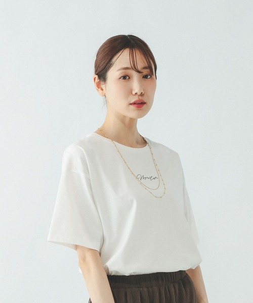 GLOBAL WORK（グローバルワーク）の「リッチクリーンプリントT半袖/636780（Tシャツ/カットソー・レディース・グレー系その他7/ホワイト/ホワイト系2/ダークグレー/ネイビー/ホワイト系その他/ダークブラウン/レッド/ホワイト系1/グレイッシュベージュ/ホワイト系3/チャコールグレー・XX-LARGE/X-LARGE/X-SMALL/LARGE/MEDIUM/SMALL）」の20枚目の写真