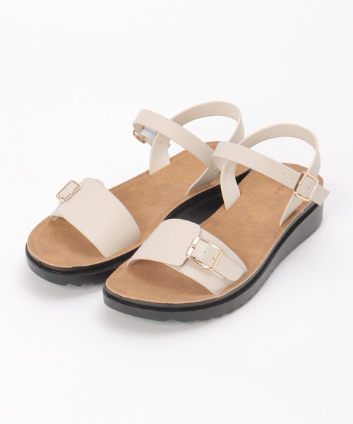 ikka（イッカ）の「軽量ダブルベルトサンダル（サンダル・レディース・ブラウン/ブラック/オフホワイト・M/L）」の2枚目の写真