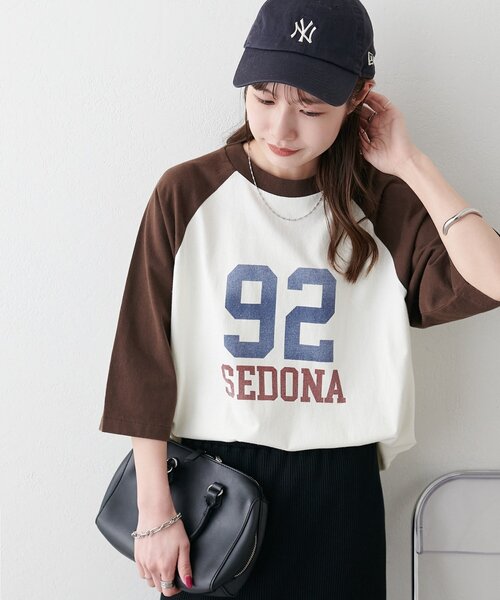 DISCOAT（ディスコート）の「【Enlude】ラグラン7分袖Tシャツ《ユニセックス》（Tシャツ/カットソー・レディース・ブラック/ブラウン/ネイビー・FREE）」の3枚目の写真