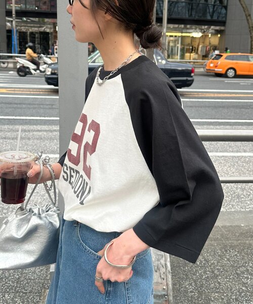 DISCOAT（ディスコート）の「【Enlude】ラグラン7分袖Tシャツ《ユニセックス》（Tシャツ/カットソー・レディース・ブラック/ブラウン/ネイビー・FREE）」の13枚目の写真