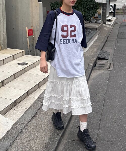 DISCOAT（ディスコート）の「【Enlude】ラグラン7分袖Tシャツ《ユニセックス》（Tシャツ/カットソー・レディース・ブラック/ブラウン/ネイビー・FREE）」の8枚目の写真