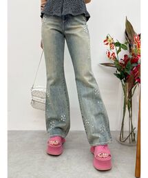 EVRIS | スタッズデザインセミフレアデニムパンツ(デニムパンツ)