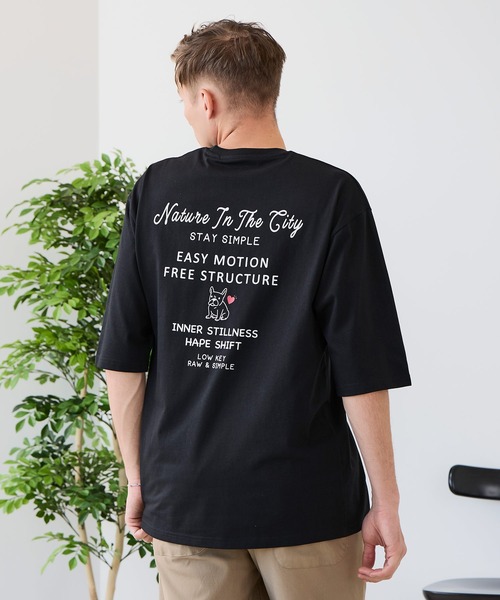 UNIIT(ユニット)の「【ZERO STAIN/ゼロステイン】汗染みの目立ちにくいTシャツ ZEROSTAIN ロゴ アニマル バックプリント オーバーサイズTシャツ 防汚 UVカット 綿タッチ・厚手(Tシャツ/カットソー・メンズ・ホワイト系その他2/ブラック系その他2/ブルー系その他/ホワイト系その他・X-LARGE/LARGE/MEDIUM)」の4枚目の写真
