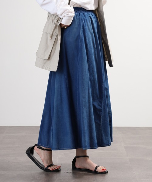 EGLANTINE(エグランティーヌ)の「EGLANTINE セットアップ対応 ダンガリーフレアスカート(デニムスカート・レディース・ブルー・40)」の15枚目の写真