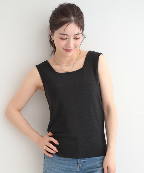 SHOO・LA・RUE（シューラルー）の「【洗える/S-LL】コーデのさりげないアクセントに　きらきらラメタンク（タンクトップ・レディース・ライトグリーン/ブラック/ゴールド/シルバー・01/04/03/02）」の12枚目の写真