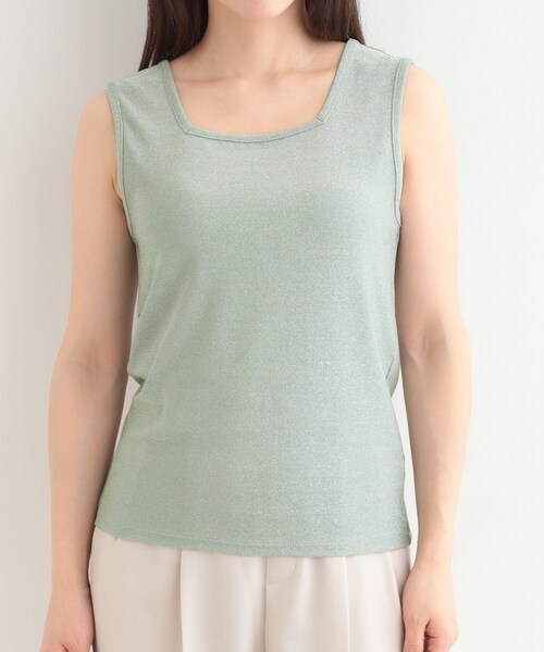 SHOO・LA・RUE（シューラルー）の「【洗える/S-LL】コーデのさりげないアクセントに　きらきらラメタンク（タンクトップ・レディース・ライトグリーン/ブラック/ゴールド/シルバー・01/04/03/02）」の20枚目の写真