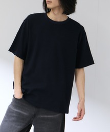 【NAVY/ネイビー】BCIコットン ワッフル リラックスフィット クルーネック 半袖Tシャツ