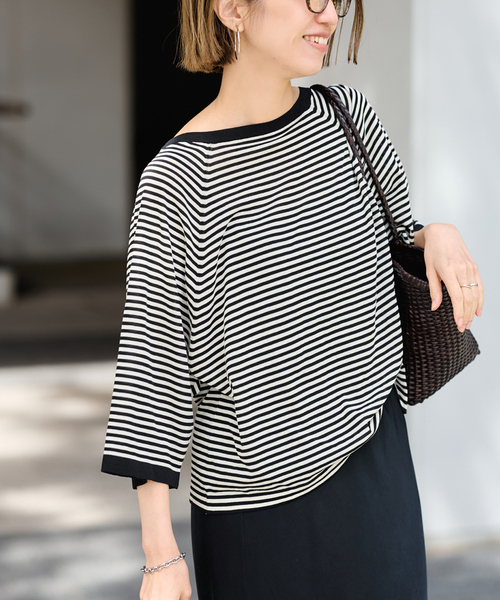 FRAMeWORK(フレームワーク)の「18G天竺ニットT-SHIRT(ニット/セーター・レディース・ブラック/ブラウン/ホワイト・FREE)」の1枚目の写真