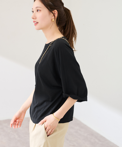 FRAMeWORK(フレームワーク)の「18G天竺ニットT-SHIRT(ニット/セーター・レディース・ブラック/ブラウン/ホワイト・FREE)」の8枚目の写真