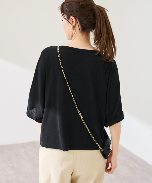 FRAMeWORK(フレームワーク)の「18G天竺ニットT-SHIRT(ニット/セーター・レディース・ブラック/ブラウン/ホワイト・FREE)」の9枚目の写真