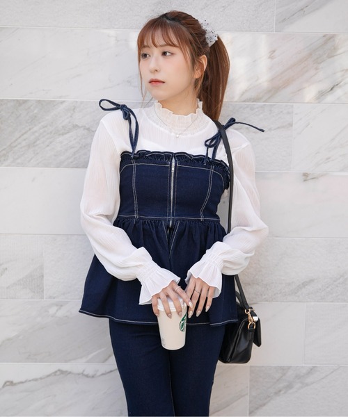 GORGE（ゴージ）の「《フレアーデニム×ビスチェ》オールインワン／Y2K／春夏／全2色（つなぎ/オールインワン・レディース・ブルー/ネイビー・F）」の3枚目の写真