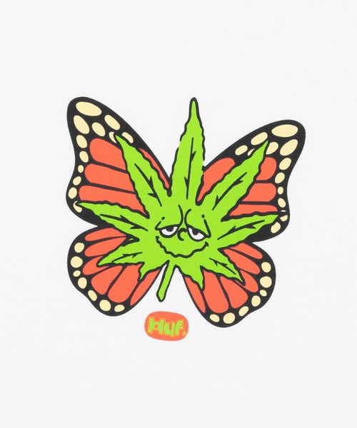 HUF（ハフ）の「GREEN BUDDERFLY TEE（Tシャツ/カットソー・メンズ・ホワイト/ブラック/オレンジ系その他・S/M/L/XL/XXL）」の5枚目の写真