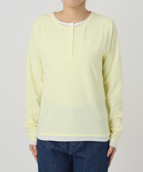 B.C STOCK（ベーセーストック）の「手洗い可 / 配色ヘンリーネックTシャツ（Tシャツ/カットソー・レディース・グレー/イエロー/ブラウン・FREE）」の12枚目の写真