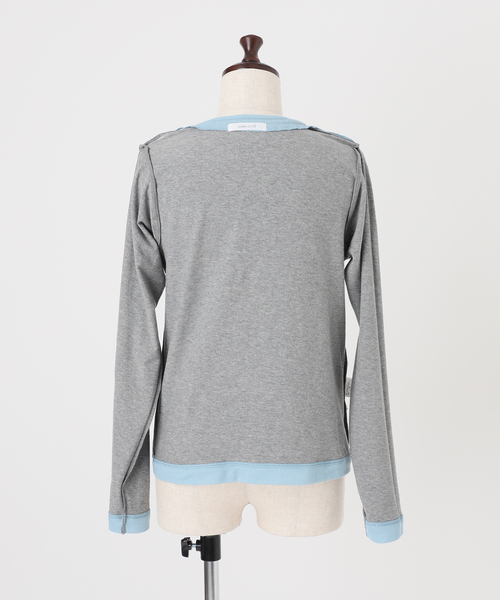B.C STOCK（ベーセーストック）の「手洗い可 / 配色ヘンリーネックTシャツ（Tシャツ/カットソー・レディース・グレー/イエロー/ブラウン・FREE）」の8枚目の写真