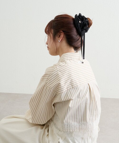 mystic(ミスティック)の「フラワー刺繍シュシュ(シュシュ・レディース・オフホワイト/ブラック・ONE SIZE)」の14枚目の写真