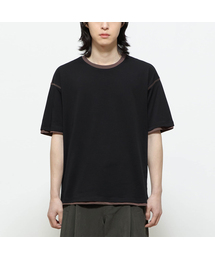 [2カラー] カバー ステッチ レイヤードTシャツ