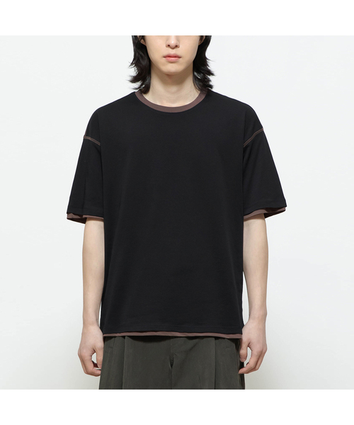 BEGIN202（ビギン202）の「[2カラー] カバー ステッチ レイヤードTシャツ（Tシャツ/カットソー・メンズ・チャコールグレー/ブラック・2/3）」の2枚目の写真