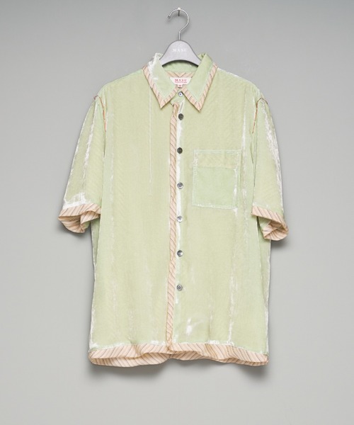 ゆ*き様 MASU ベロアシャツ M A S U】UNEVEN VELVET HALF SLEEVE SHIRT（シャツ/ブラウス）｜MASU