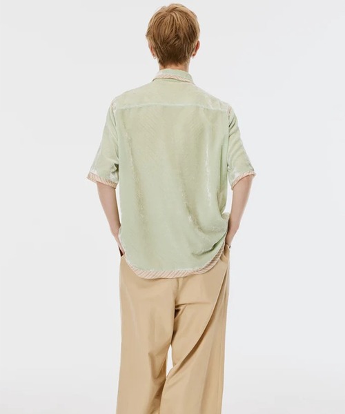 MASU(エムエーエスユー)の「【M A S U】UNEVEN VELVET HALF SLEEVE SHIRT(シャツ/ブラウス・メンズ・ライトグリーン/チャコールグレー・48/46)」の9枚目の写真