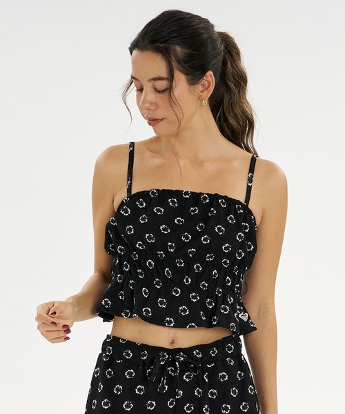 ROXY(ロキシー)の「ROXY/ロキシー キャミソール ラッシュガードキャミ セットアップ対応 HIBISCUS TIDE CAMI RLY262017 UT(キャミソール・レディース・ブラック系その他/ピンク系その他・L/M)」の3枚目の写真