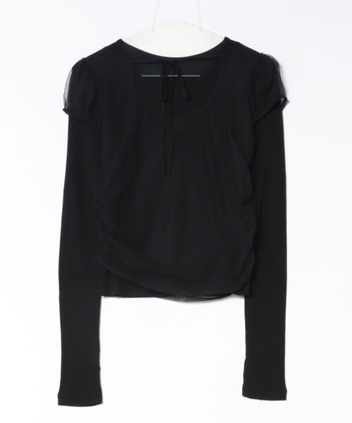 CLANE(クラネ)の「CLANE LAYERED TULLE RIBBON CUT TOPS(シャツ/ブラウス・レディース・ブラック・2/1)」の4枚目の写真