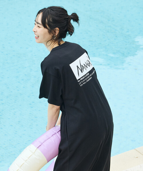 FREAK'S STORE(フリークスストア)の「NANGA × FREAK'S STORE/ナンガ 別注 ウエストコード カットワンピース/Tシャツワンピース(ワンピース・レディース・ブラック/ホワイト/ブルー・FREE)」の2枚目の写真