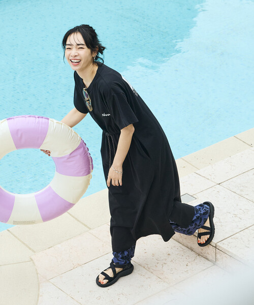 FREAK'S STORE(フリークスストア)の「NANGA × FREAK'S STORE/ナンガ 別注 ウエストコード カットワンピース/Tシャツワンピース(ワンピース・レディース・ブラック/ホワイト/ブルー・FREE)」の10枚目の写真