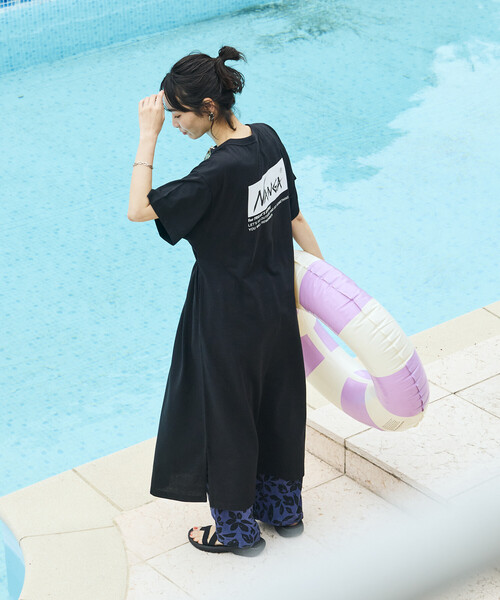FREAK'S STORE(フリークスストア)の「NANGA × FREAK'S STORE/ナンガ 別注 ウエストコード カットワンピース/Tシャツワンピース(ワンピース・レディース・ブラック/ホワイト/ブルー・FREE)」の16枚目の写真