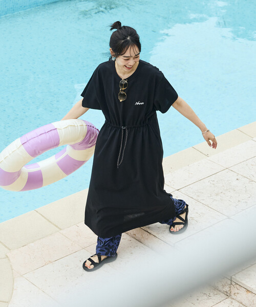 FREAK'S STORE(フリークスストア)の「NANGA × FREAK'S STORE/ナンガ 別注 ウエストコード カットワンピース/Tシャツワンピース(ワンピース・レディース・ブラック/ホワイト/ブルー・FREE)」の18枚目の写真