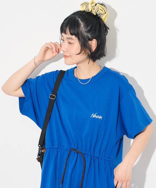 FREAK'S STORE(フリークスストア)の「NANGA × FREAK'S STORE/ナンガ 別注 ウエストコード カットワンピース/Tシャツワンピース(ワンピース・レディース・ブラック/ホワイト/ブルー・FREE)」の4枚目の写真