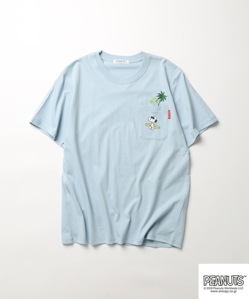 PEANUTS（ピーナッツ）の「PEANUTS刺繍ポケットTシャツ 半袖（Tシャツ/カットソー・レディース・ブラック/ホワイト系/サックスブルー系/オフホワイト/杢グレー/ネイビー・LL/M/L）」の6枚目の写真
