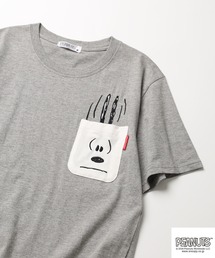 PEANUTS刺繍ポケットTシャツ 半袖