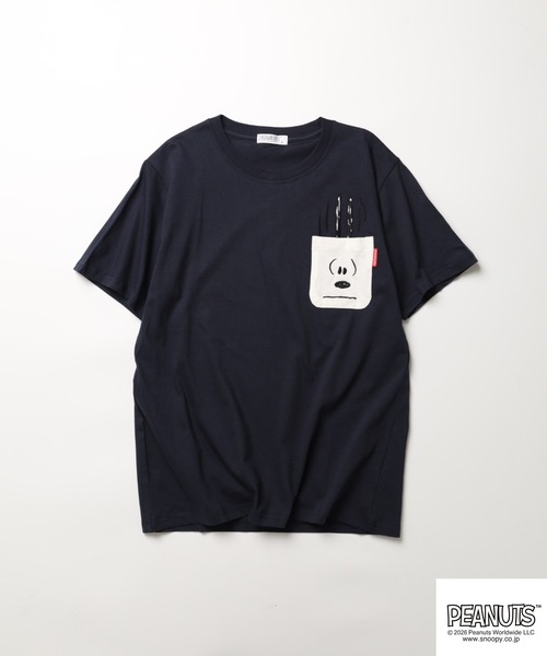 PEANUTS（ピーナッツ）の「PEANUTS刺繍ポケットTシャツ 半袖（Tシャツ/カットソー・レディース・ブラック/ホワイト系/サックスブルー系/オフホワイト/杢グレー/ネイビー・LL/M/L）」の9枚目の写真