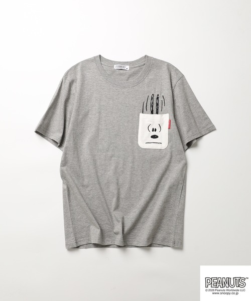 PEANUTS（ピーナッツ）の「PEANUTS刺繍ポケットTシャツ 半袖（Tシャツ/カットソー・レディース・ブラック/ホワイト系/サックスブルー系/オフホワイト/杢グレー/ネイビー・LL/M/L）」の8枚目の写真