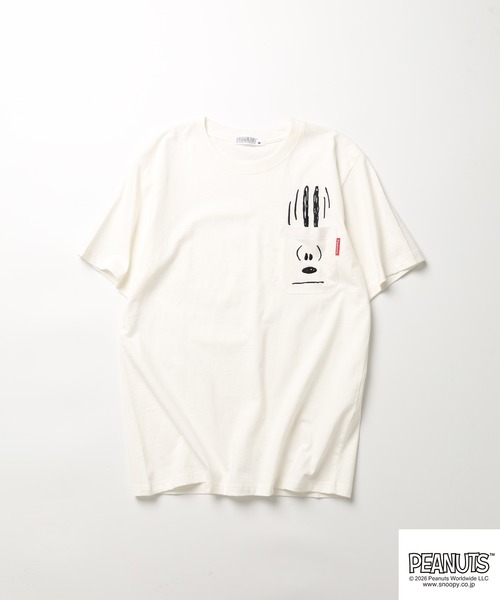 PEANUTS（ピーナッツ）の「PEANUTS刺繍ポケットTシャツ 半袖（Tシャツ/カットソー・レディース・ブラック/ホワイト系/サックスブルー系/オフホワイト/杢グレー/ネイビー・LL/M/L）」の7枚目の写真