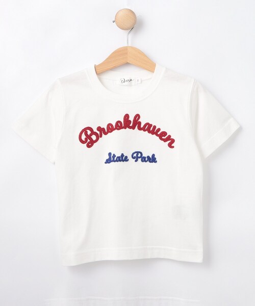 Dessin(デッサン)の「【リンクコーデ可/洗える】オーガニックコットンロゴTシャツ(Tシャツ/カットソー・キッズ・イエロー/ホワイト・14/12/10)」の1枚目の写真