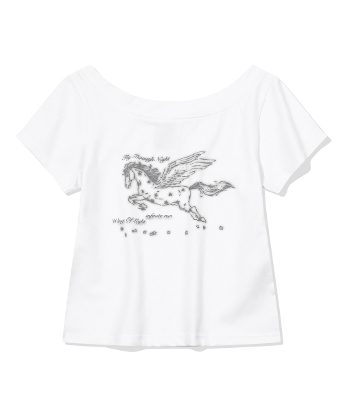 IFYOUWANT(イフユーウォント)の「Pegasus ワンショルダーTシャツ ホワイト(Tシャツ/カットソー・レディース・その他・FREE)」の12枚目の写真