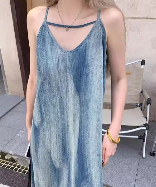 Flugge(フラッジー)の「マーブルキャミロングワンピース(ワンピース・レディース・ブルー・LARGE/MEDIUM)」の10枚目の写真
