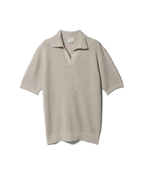 ESTNATION(エストネーション)の「ESTNATION / リネンコットン スキッパーニット(ニット/セーター・メンズ・ベージュ/ネイビー・MEDIUM/LARGE)」の7枚目の写真
