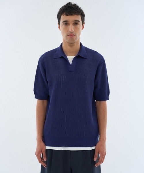 ESTNATION(エストネーション)の「ESTNATION / リネンコットン スキッパーニット(ニット/セーター・メンズ・ベージュ/ネイビー・MEDIUM/LARGE)」の11枚目の写真