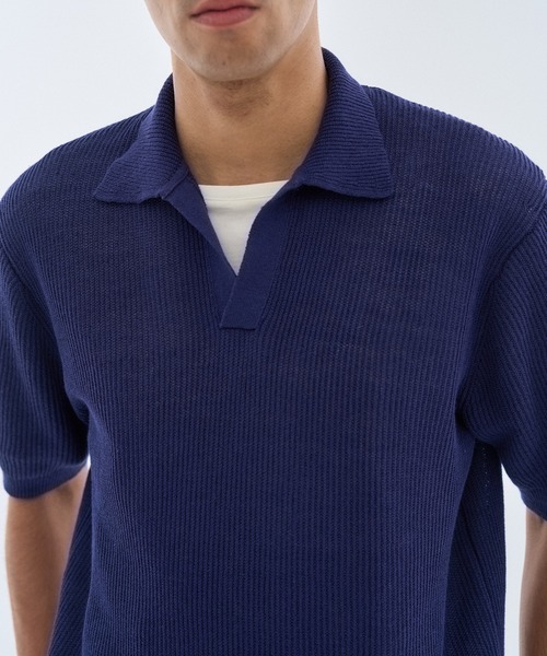ESTNATION(エストネーション)の「ESTNATION / リネンコットン スキッパーニット(ニット/セーター・メンズ・ベージュ/ネイビー・MEDIUM/LARGE)」の12枚目の写真