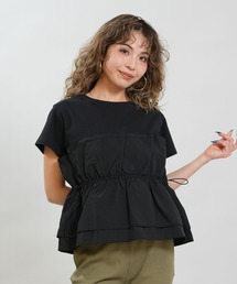 RIKKA FEMME/リッカファム 半袖 Tシャツ ドロスト ギャザー ドッキングカットソー RF6S-2106