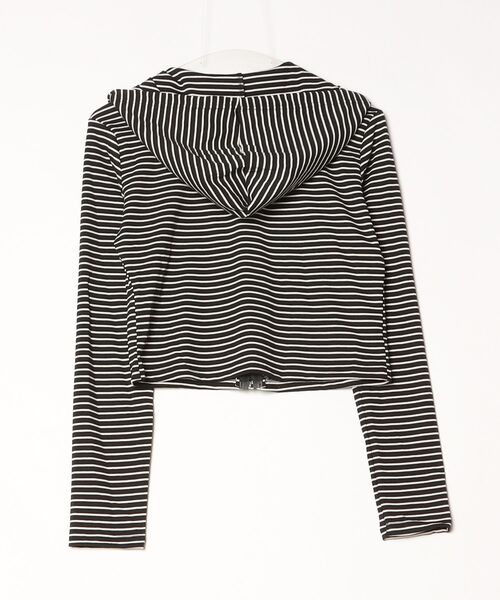 FUNdaysion(ファンデイション)の「ボーダークロップドジップトップス(Tシャツ/カットソー・レディース・ブラック/グレー・M)」の8枚目の写真
