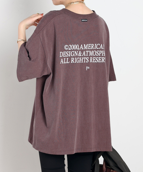 AMERICANA（アメリカーナ）の「【AMERICANA/アメリカーナ】別注OVER SILHOUETTE T（Tシャツ/カットソー・レディース・ブラック系その他/ボルドー・FREE）」の2枚目の写真