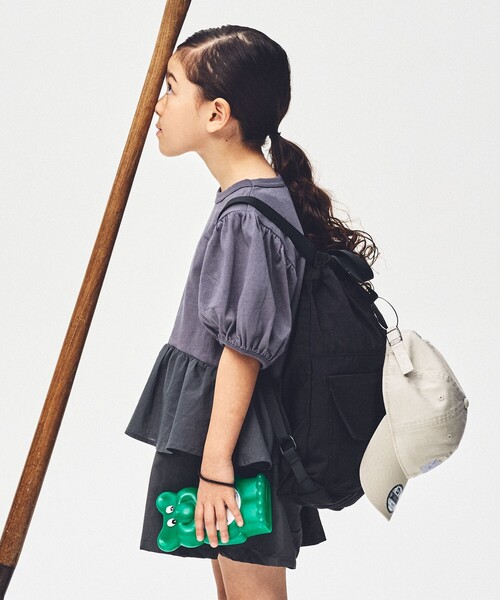 green label relaxing（グリーンレーベルリラクシング）の「【スタメンシリーズ】パフスリーブ Tシャツ / キッズ  100cm-160cm（Tシャツ/カットソー・キッズ・ダークグレー/オレンジ/オフホワイト/ライム・100cm/160cm/130cm/140cm/110cm/120cm/150cm）」の3枚目の写真