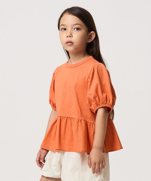 green label relaxing（グリーンレーベルリラクシング）の「【スタメンシリーズ】パフスリーブ Tシャツ / キッズ  100cm-160cm（Tシャツ/カットソー・キッズ・ダークグレー/オレンジ/オフホワイト/ライム・100cm/160cm/130cm/140cm/110cm/120cm/150cm）」の6枚目の写真